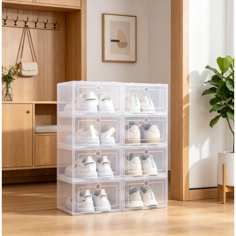 Shoe Box Display - 6pcs Transparent Stackable Shoe Boxes, Plastic