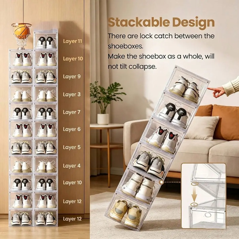 Pack Shoe Boxes Clear Plastic  - مراجعة Shoe Box Display وسعره