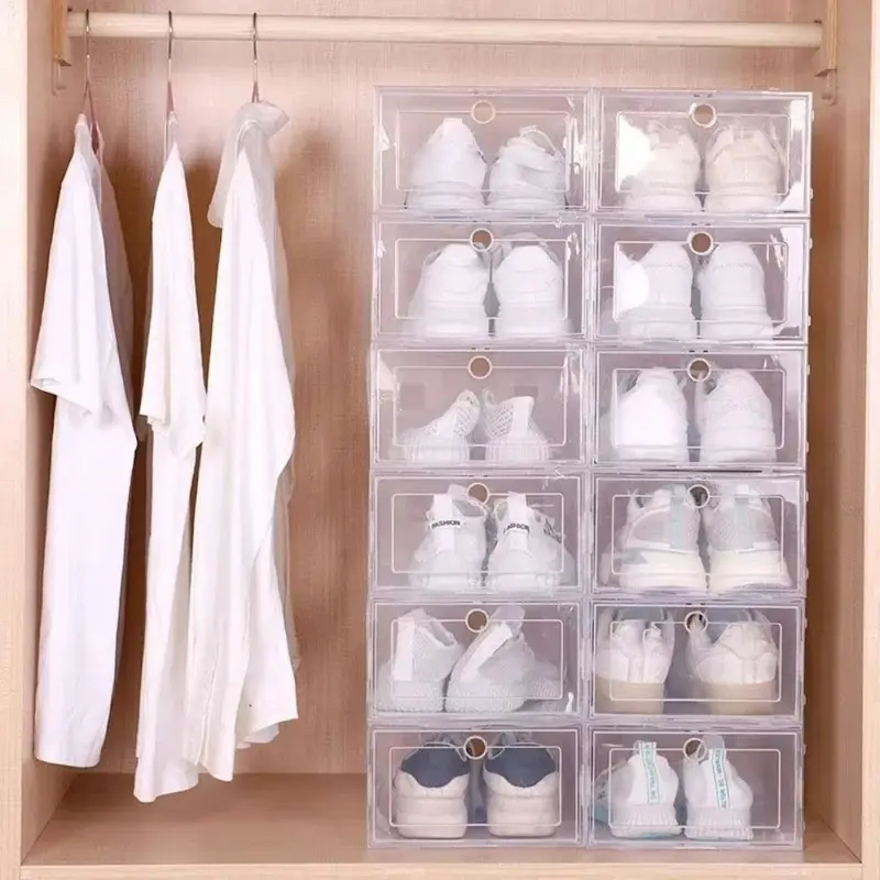 6Pcs Transparent Plastic Shoe  - مراجعة Shoe Box Display وسعره