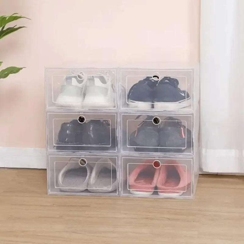 6Pcs Transparent Plastic Shoe  - مراجعة Shoe Box Display وسعره