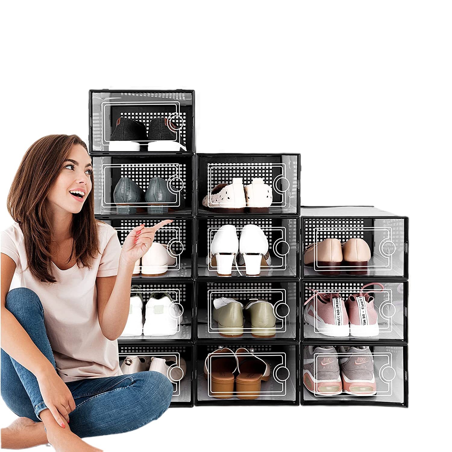 Stackable Clear Plastic Shoe S - مراجعة Shoe Box Display وسعره