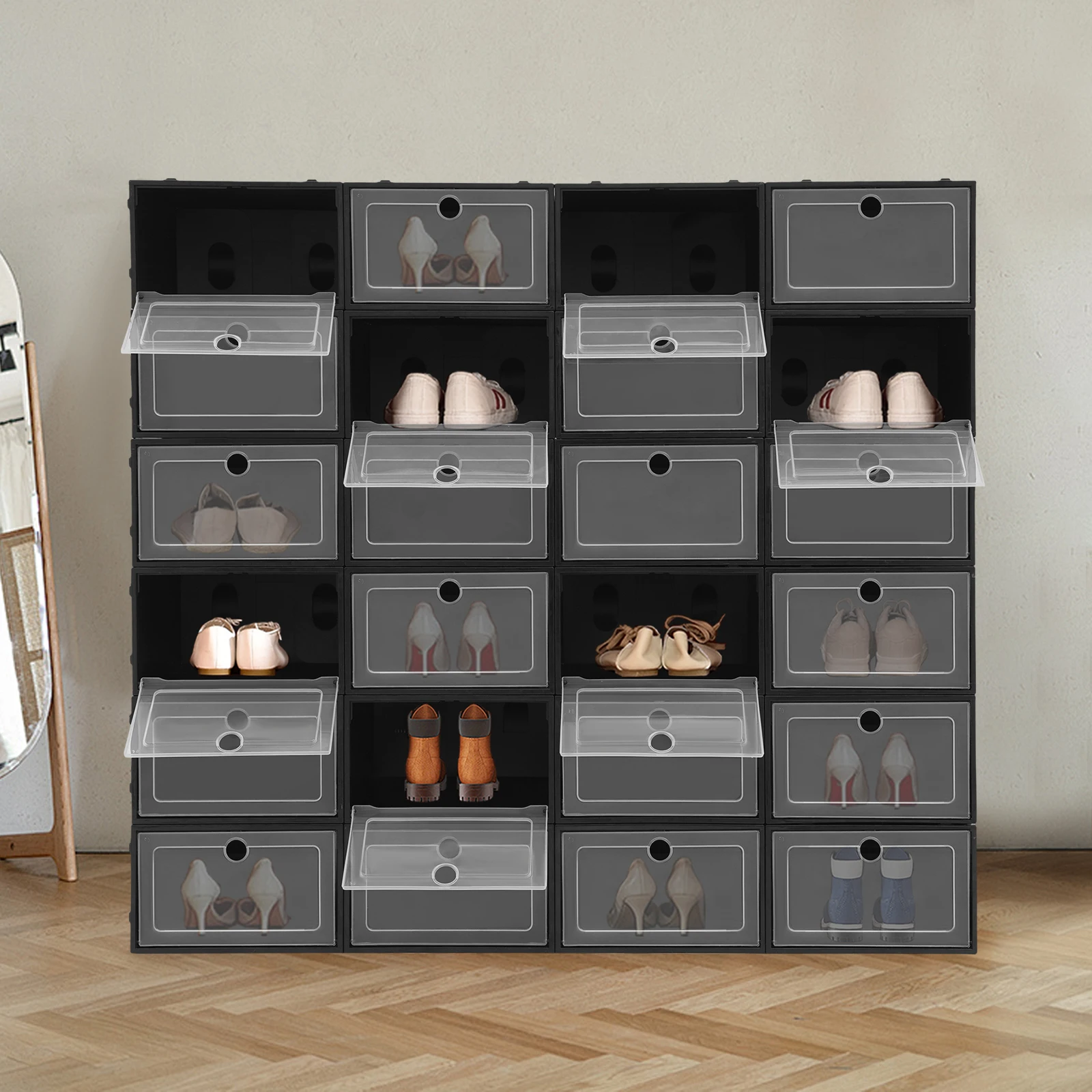 24-Pack Large Black Flip-Top S - مراجعة Shoe Box Display وسعره