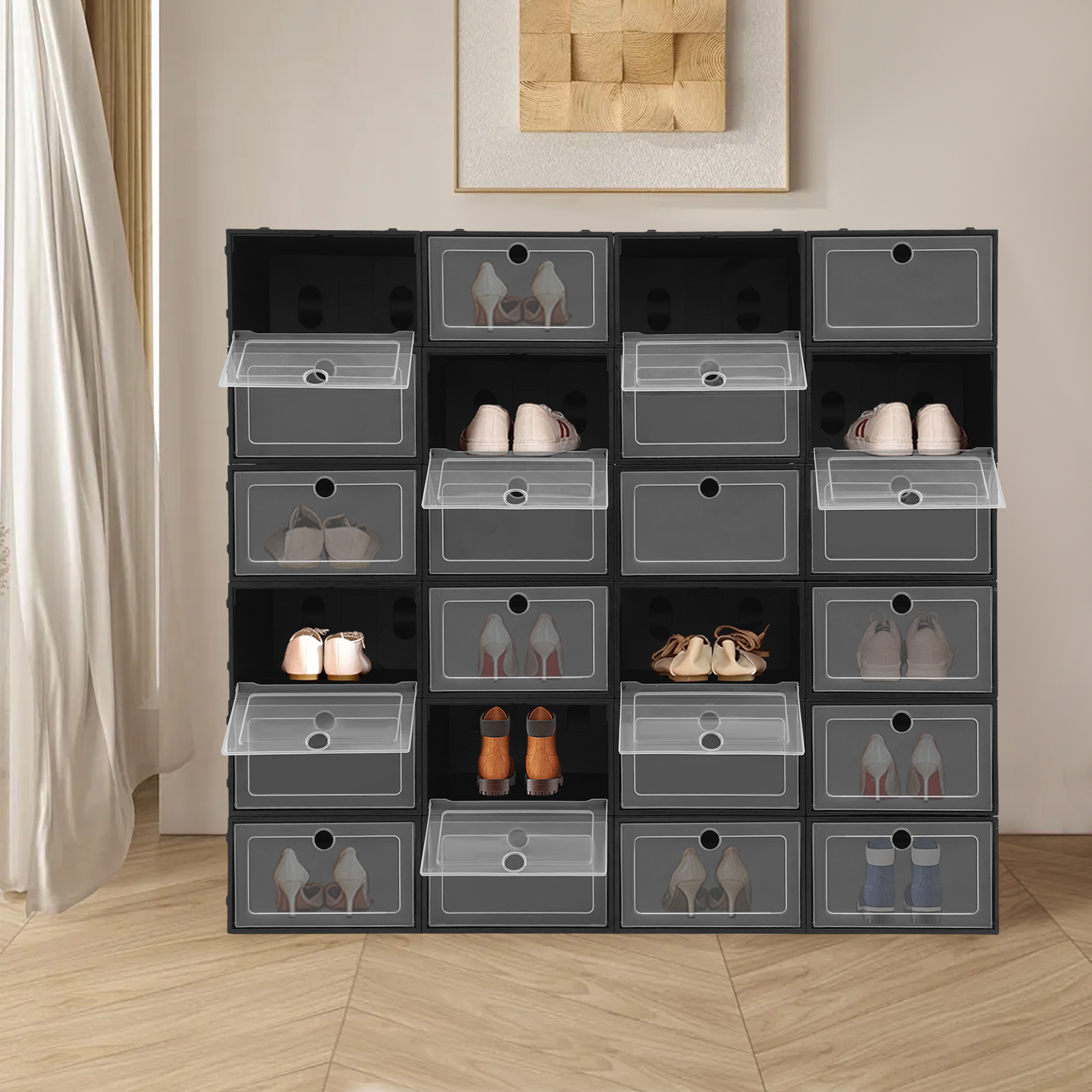 24-Pack Large Black Flip-Top S - مراجعة Shoe Box Display وسعره